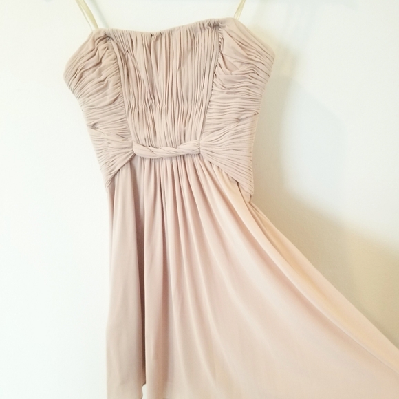 BCBG MAXAZRIA Eve Strapless Pleated Braided Flowy Mini Formal Dress Blush Lined - Picture 7 of 16